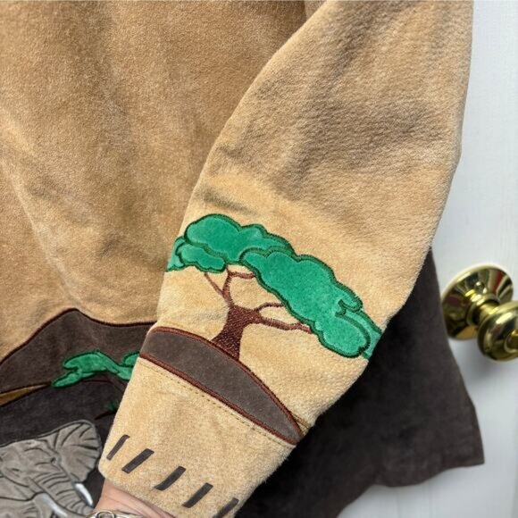 The Quacker Factory Safari Suede Leather Coat Brown Lined Zip Women's Size S - Picture 3 of 10